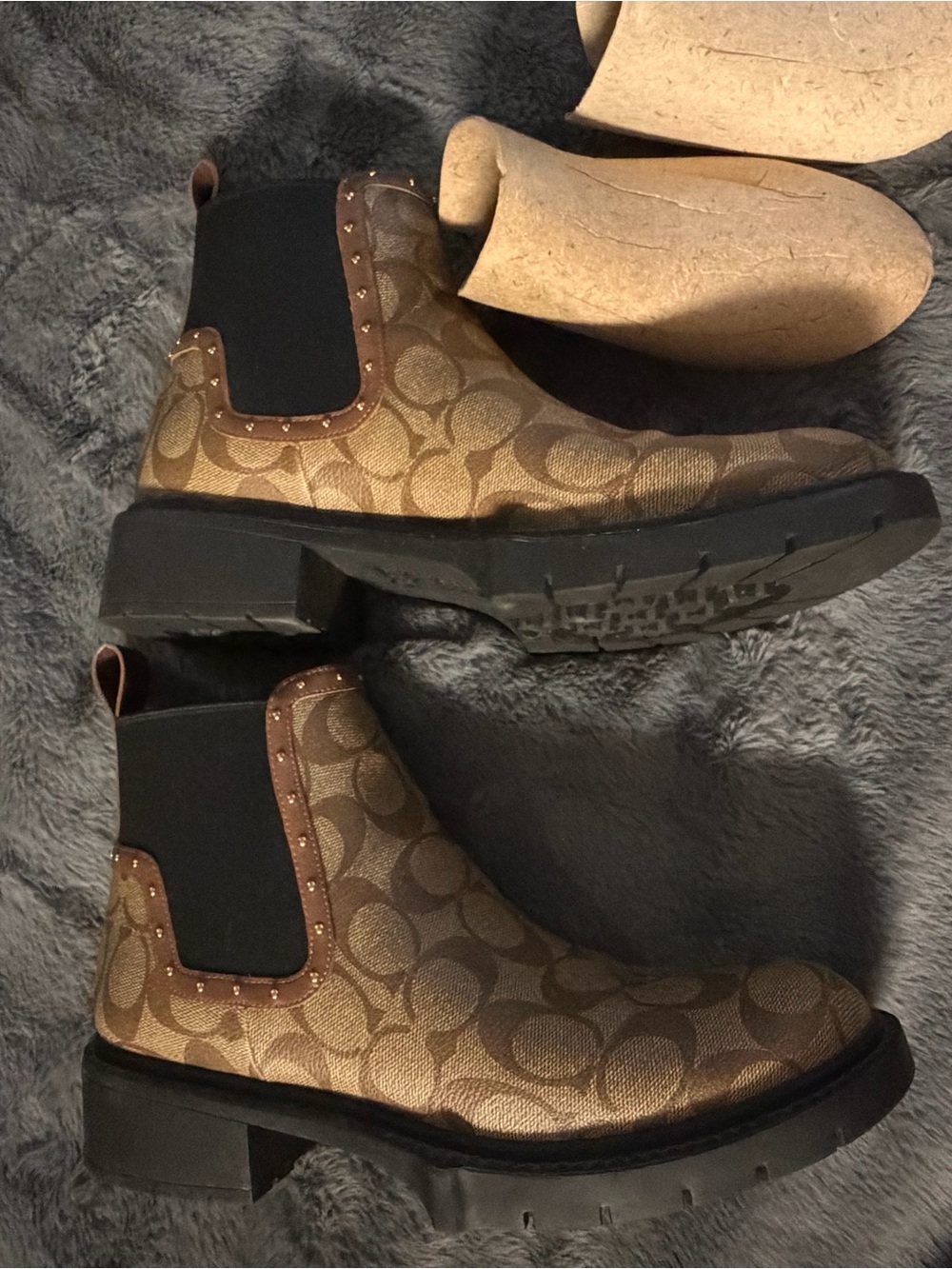 Coach Brown Signature Chelsea Heeled Boots - Picture 2 of 7
